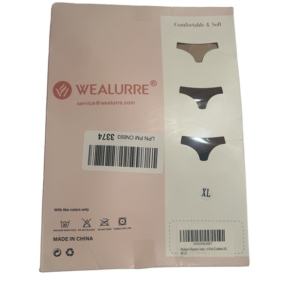 Wealurre High Waisted Seamless Breathable No Show Thongs/Panties 6 Pack | NEW!🖤 - Picture 7 of 9